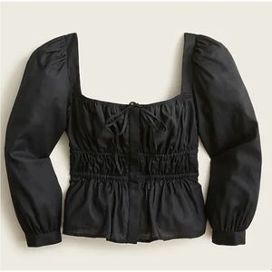 J. Crew Cinched Waist Top in Herringbone Cotton